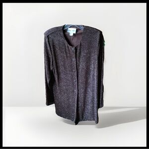 S.L. Fashions Size 12 Brown Sparkling Button-Up Jacket